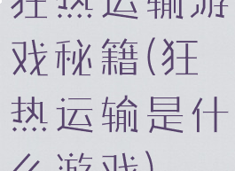 狂热运输游戏秘籍(狂热运输是什么游戏)