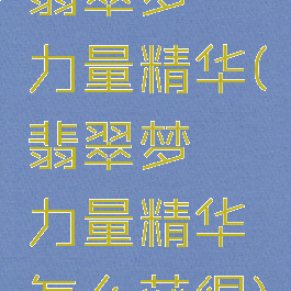 翡翠梦魇力量精华(翡翠梦魇力量精华怎么获得)