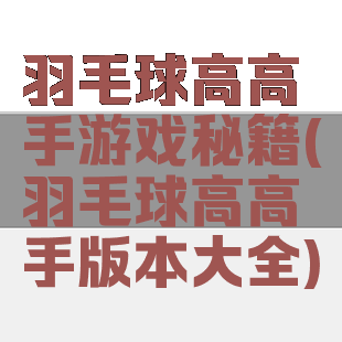 羽毛球高高手游戏秘籍(羽毛球高高手版本大全)
