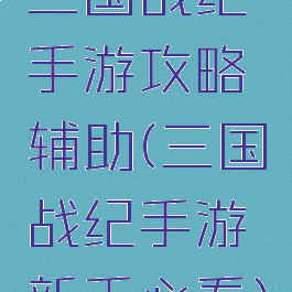 三国战纪手游攻略辅助(三国战纪手游新手必看)