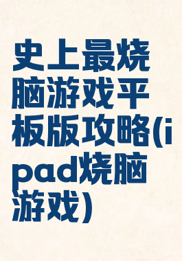 史上最烧脑游戏平板版攻略(ipad烧脑游戏)