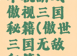 单机游戏傲视三国秘籍(傲世三国无敌秘籍)