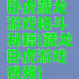 卧虎藏龙游戏格斗秘籍(藏龙卧虎游戏视频)