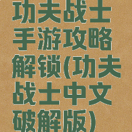功夫战士手游攻略解锁(功夫战士中文破解版)