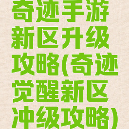 奇迹手游新区升级攻略(奇迹觉醒新区冲级攻略)