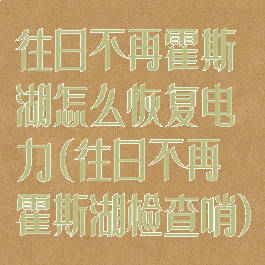 往日不再霍斯湖怎么恢复电力(往日不再霍斯湖检查哨)