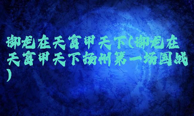 御龙在天富甲天下(御龙在天富甲天下扬州第一场国战)