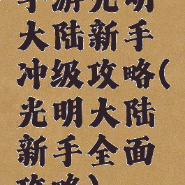 手游光明大陆新手冲级攻略(光明大陆新手全面攻略)