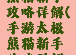 手游太极熊猫新手攻略详解(手游太极熊猫新手攻略详解视频)