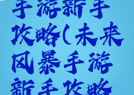 未来风暴手游新手攻略(未来风暴手游新手攻略大全)