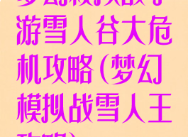 梦幻模拟战手游雪人谷大危机攻略(梦幻模拟战雪人王攻略)