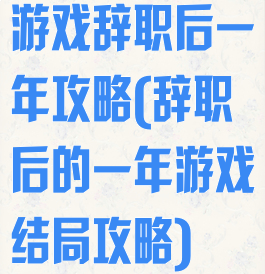 游戏辞职后一年攻略(辞职后的一年游戏结局攻略)