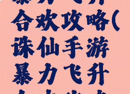 诛仙手游暴力飞升合欢攻略(诛仙手游暴力飞升合欢攻略大全)