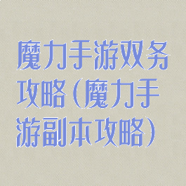 魔力手游双务攻略(魔力手游副本攻略)