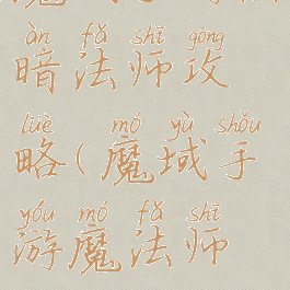 魔域手游黑暗法师攻略(魔域手游魔法师攻略)