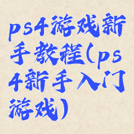 ps4游戏新手教程(ps4新手入门游戏)